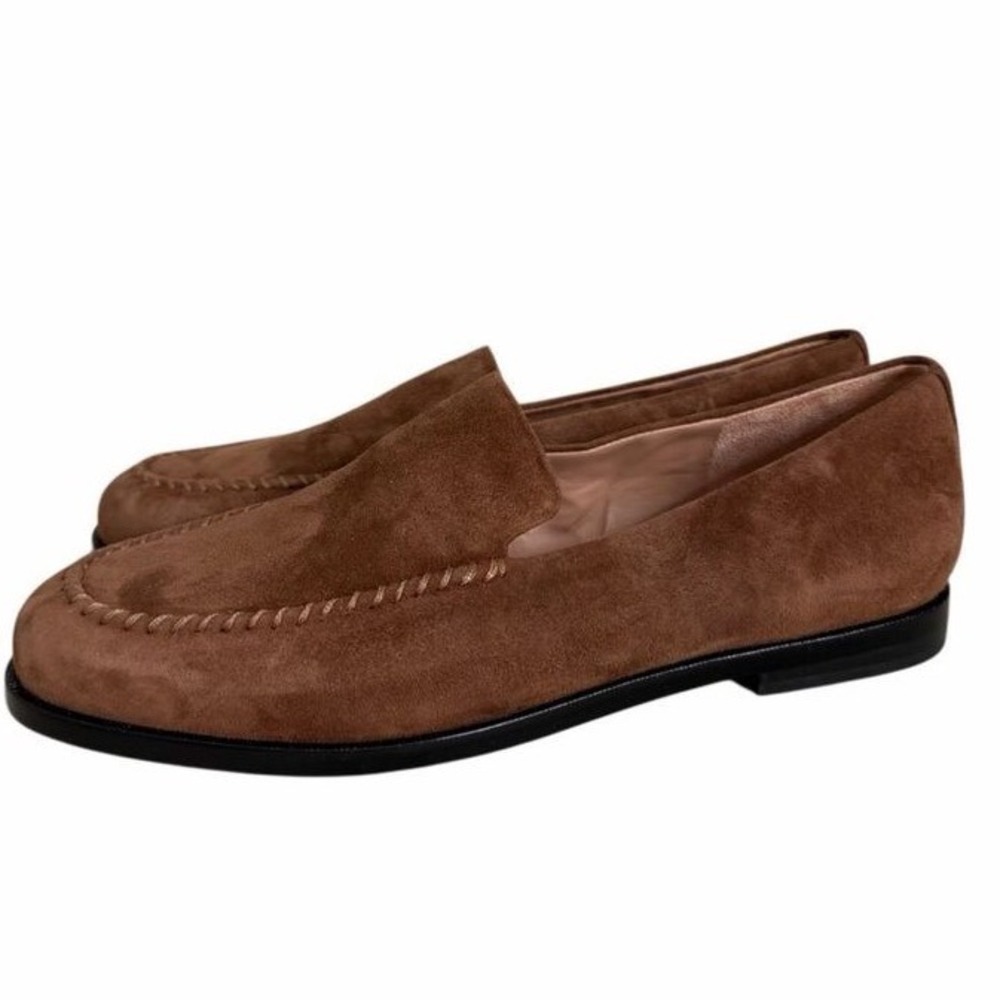 Nordstrom Brown Suede Whipstitch Slip On Loafers Size 6M Cushioned NEW - Picture 2 of 7